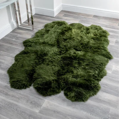 The Range Sextuple Pelt Sheepskin Rug - Olive Green