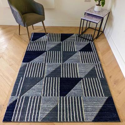 The Range Navy Blue Geometric Area Rug - Boston - Blue / 4g / 170cm