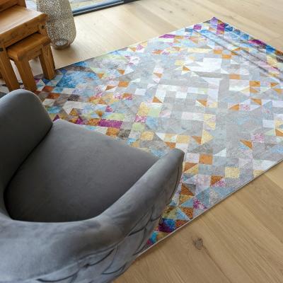 The Range Colourful Geometric Flatweave Rug - Capella - Blue / 150cm