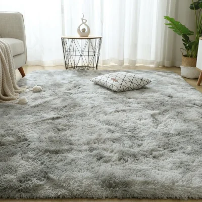 The Range Light Grey Soft Touch Shaggy Rug, Fluffy Modern Tie-Dye Carpet, 140 x 200cm - Light Grey