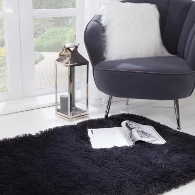 The Range Sienna Fluffy Rug Anti-Slip Plain Shaggy Floor Mat - Charcoal Grey / 120cm