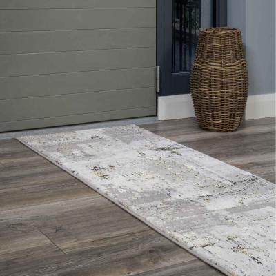 The Range Grey Gold Metallic Distressed Abstract Area Rug - Grey Gold / 240 x 70cm