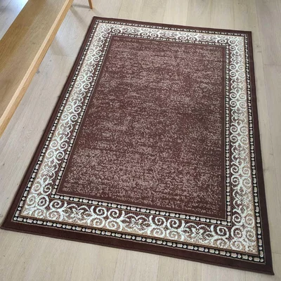The Range Traditional High Quality Brown Bordered Living Room Rug - Trend - Brown / 7kg