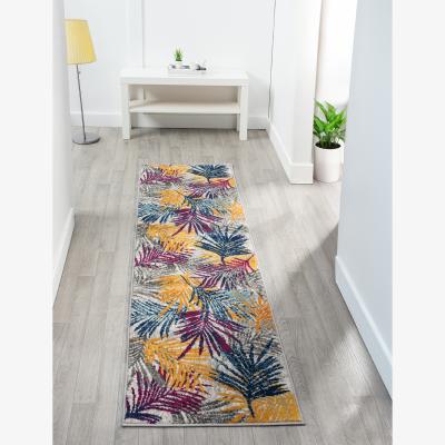 The Range San Marino Modern Living Room Area Rug - Low Pile Leaf Design Muti Coloured - Multi Coloured / 220cm