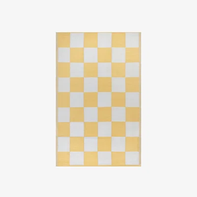 The Range Checkerboard Recycled Outdoor Rug - Yellow