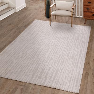 The Range Axel Geometric Stripe Neutral Living Area Rug - Ivory / 230cm