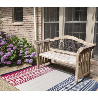 The Range Plastic Outdoor Rug Iris Navy Deep Red - Navy Deep Red / 270cm