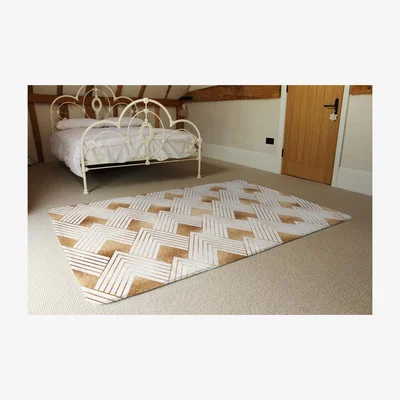 The Range Golden Geometric Shapes Rug - Gold / 230cm