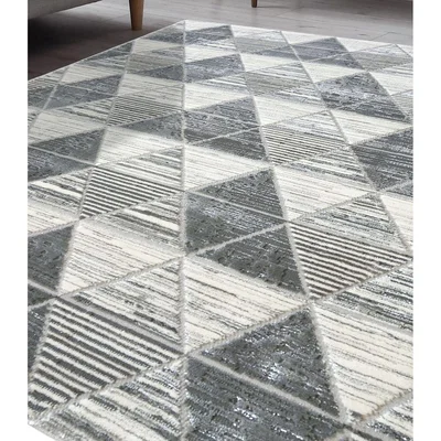 The Range Grey Mix Shimmering Geometric Rug - Holm - Grey