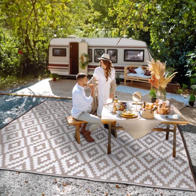 The Range Recycled Plastic OUtdoor Rug - Taupe White