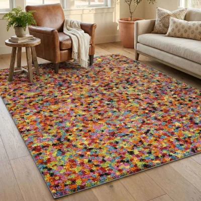 The Range Rio Modern Living Room Shaggy Area Rug Geometric Abstract Rug Pixel Design - Multi Colour / 170cm