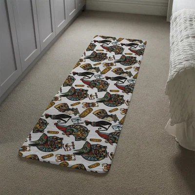 The Range Queen Cleopatra History Background Runner Rug - Brown