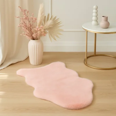 The Range Super Soft Faux Fur Rug - Pale Pink