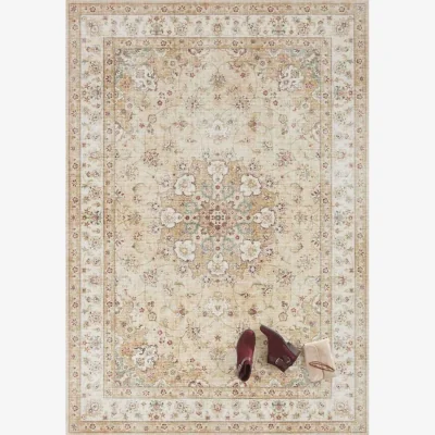 The Range Nain Oriental Optic Medallion Polyester Vintage Rug - Yellow / 160 x 230cm - Yellow / 170.0cm