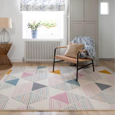 The Range Cream Pastel Multicolour Diamond Geometric Carved Bedroom Living Area Rug - Multicolour / 170cm