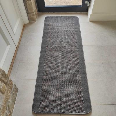 The Range Grey Bordered Anti Slip and Washable Runner Rugs - Candy - Grey / 180cm