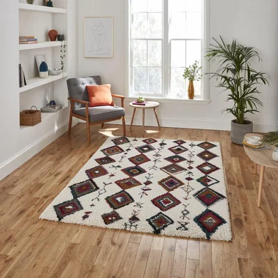 The Range Royal Nomadic A636 CreamMulti Rug - Cream/Pink/Green / 170cm