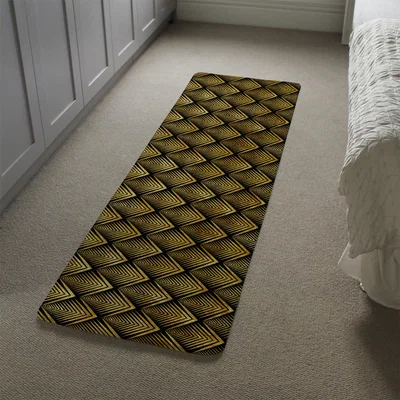 The Range Golden Geometric Flower Pattern Runner Rug - Gold