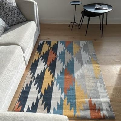 The Range Multicoloured Tribal Flatweave Living Room Rug - Cadiz - Blue