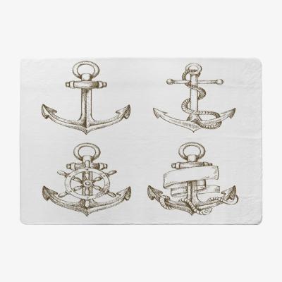The Range Drawn Anchors Designer Rug - White / 200cm