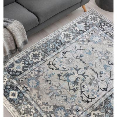 The Range Grey Oriental Living Room Rugs - Tartan - Grey