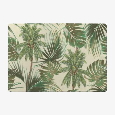 The Range Tropical Leaves On Yellow Rug - Green / 110cm