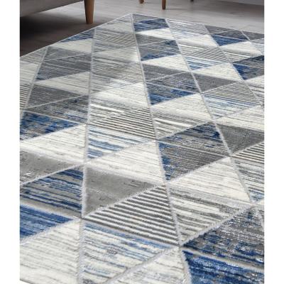 The Range Blue and Grey Shimmering Geometric Rug - Holm - Blue
