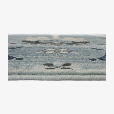 The Range Blue Damask Floral Living Room Rug - Tartan - Blue