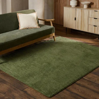 The Range OHS Faux Fur Ribbed Rug - Woodland Green / 160X230