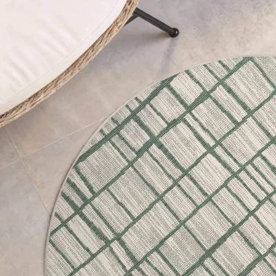 The Range Crouch Flatweave Round Rug - Green