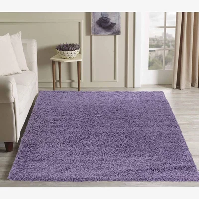 The Range Serdim Rugs Plain Living Room Fluffy Shaggy Area Rugs - Lilac / 170cm