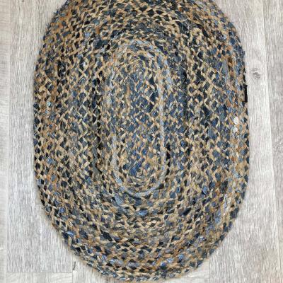The Range Denim and Jute Braided Oval Rug - 90 x 60cm
