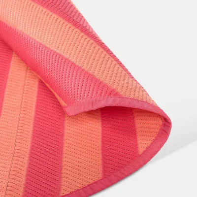 The Range Stripe Print Outdoor Rug - Orange/Pink / 28.5cm / 0.95kg