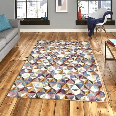 The Range Modern Super Soft Geometric Rug - Multi - 160x230 - Multicoloured