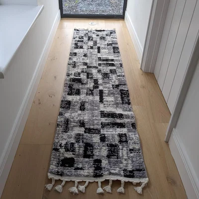 The Range Grey Super Soft Patchwork Fringed Shaggy Rug - Lush - Grey