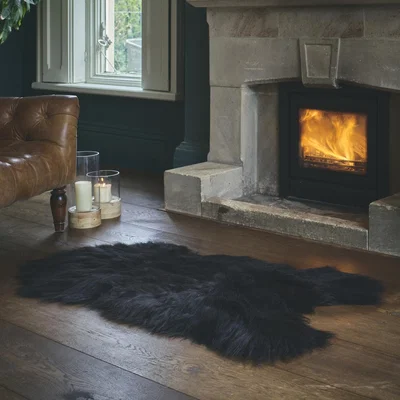 The Range Natural Blacky Brown Icelandic Sheepskin - Black