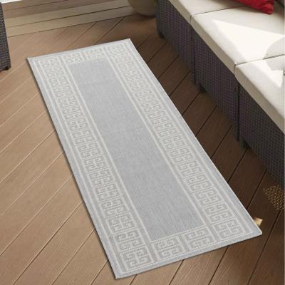 The Range Modern Greek Key Design Outdoor-Indoor Waterproof Rugs - Silver / 60x220 cm Runner