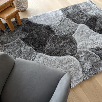 The Range Grey Carved Pebbles Shaggy Rug - Verge - Grey / 150cm
