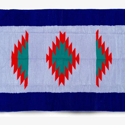 The Range Bordered 4 Colour Rug - Blue