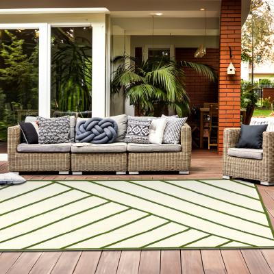The Range Olive Green And Cream Outdoor Rug Reversible Pattern For Garden - Olive Green / 180 x 270cm