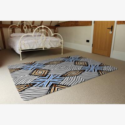 The Range Abstract Geometric Roughly Hatched Shapes Rug - Black / 230cm
