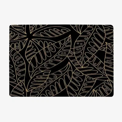 The Range Lined Flower Print Rug - Black / 110cm