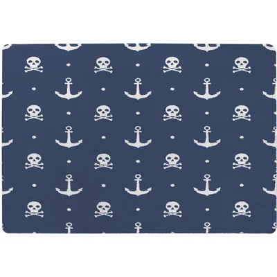 The Range Anchor With Skull  Bones Rug - Blue / 110cm