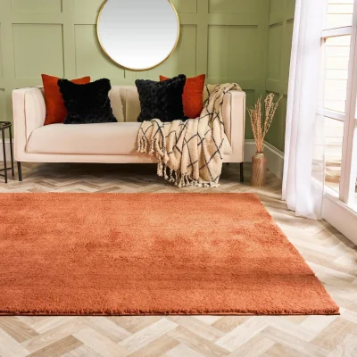 The Range OHS Cosy Teddy Rug - Rust / 160cm / 230cm
