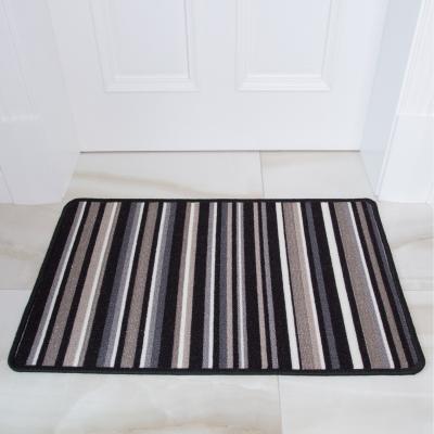The Range Black White Grey Striped Non Slip Washable Kitchen Utility Mat - Black / 110 x 66cm