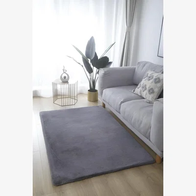 The Range Lux Faux Rabbit Fur Rug - Pearl Grey