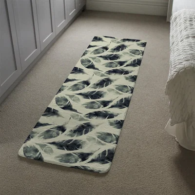 The Range Feathers Fantastic Birds  Seamless Pattern Runner Rug - Green