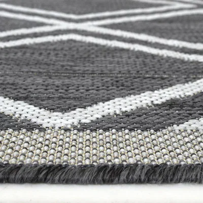 The Range Grey Moroccan Trellis Washable IndoorOutdoor Rug - Ota - Grey