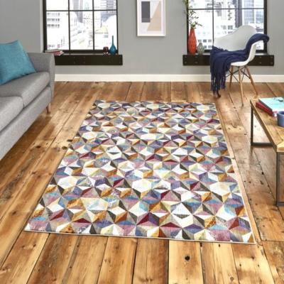 The Range Modern Super Soft Blocks Rug - Multi - 120x170 - Multicoloured