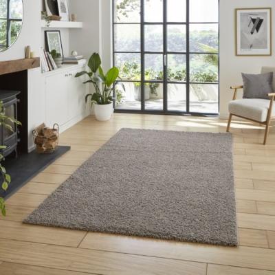 The Range Plain Grey Washable Shaggy Rug - Grey / 80x150cm
